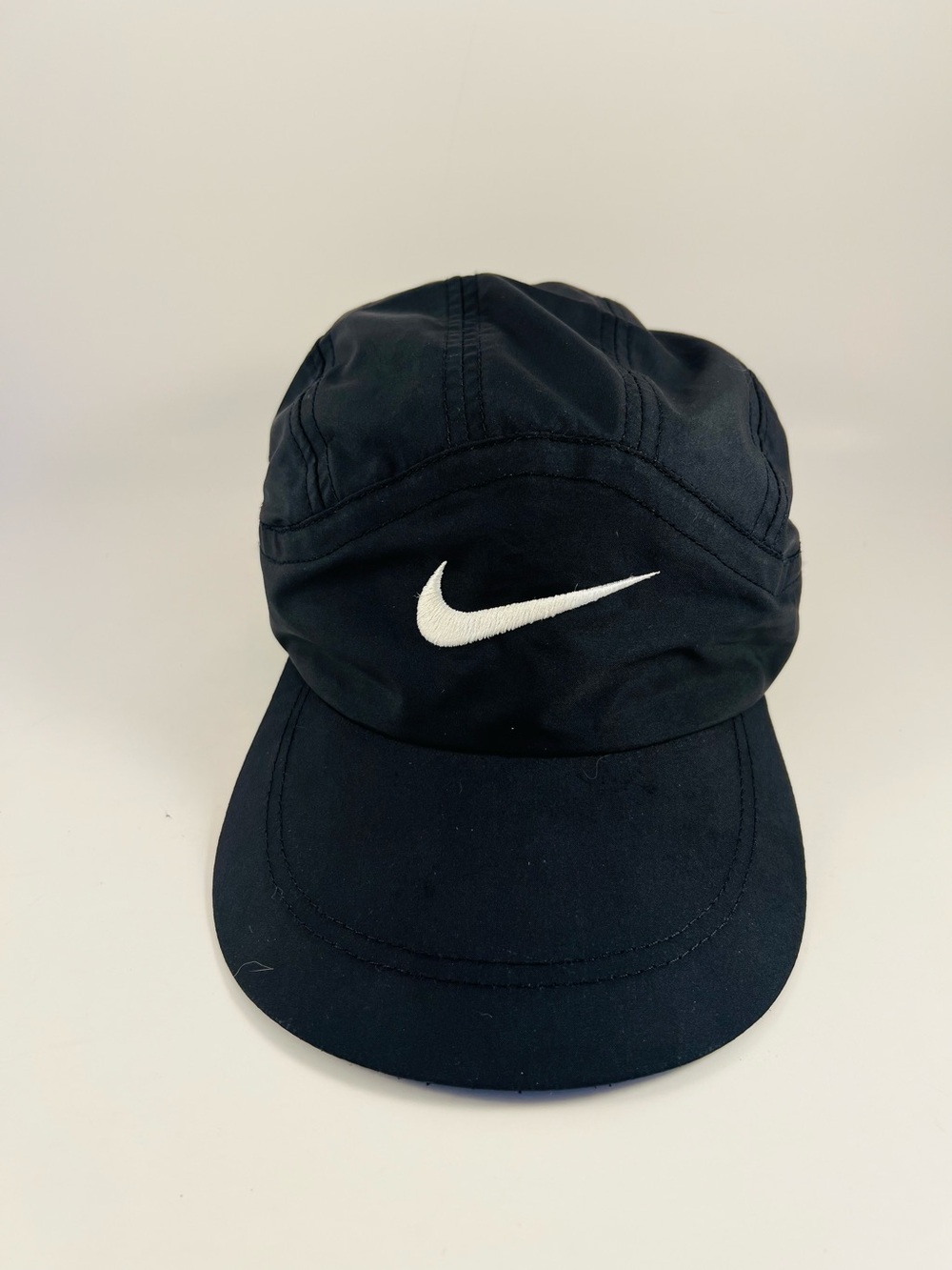 Vintage 90’s Nike Clima Fit 6 Panel Hat Cap Strap Back Swoosh Black Lightweight